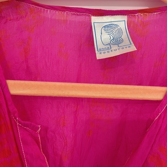 Anna Kosturova Silk Lola tunic Hot pink tie dye Small - Picture 3 of 4